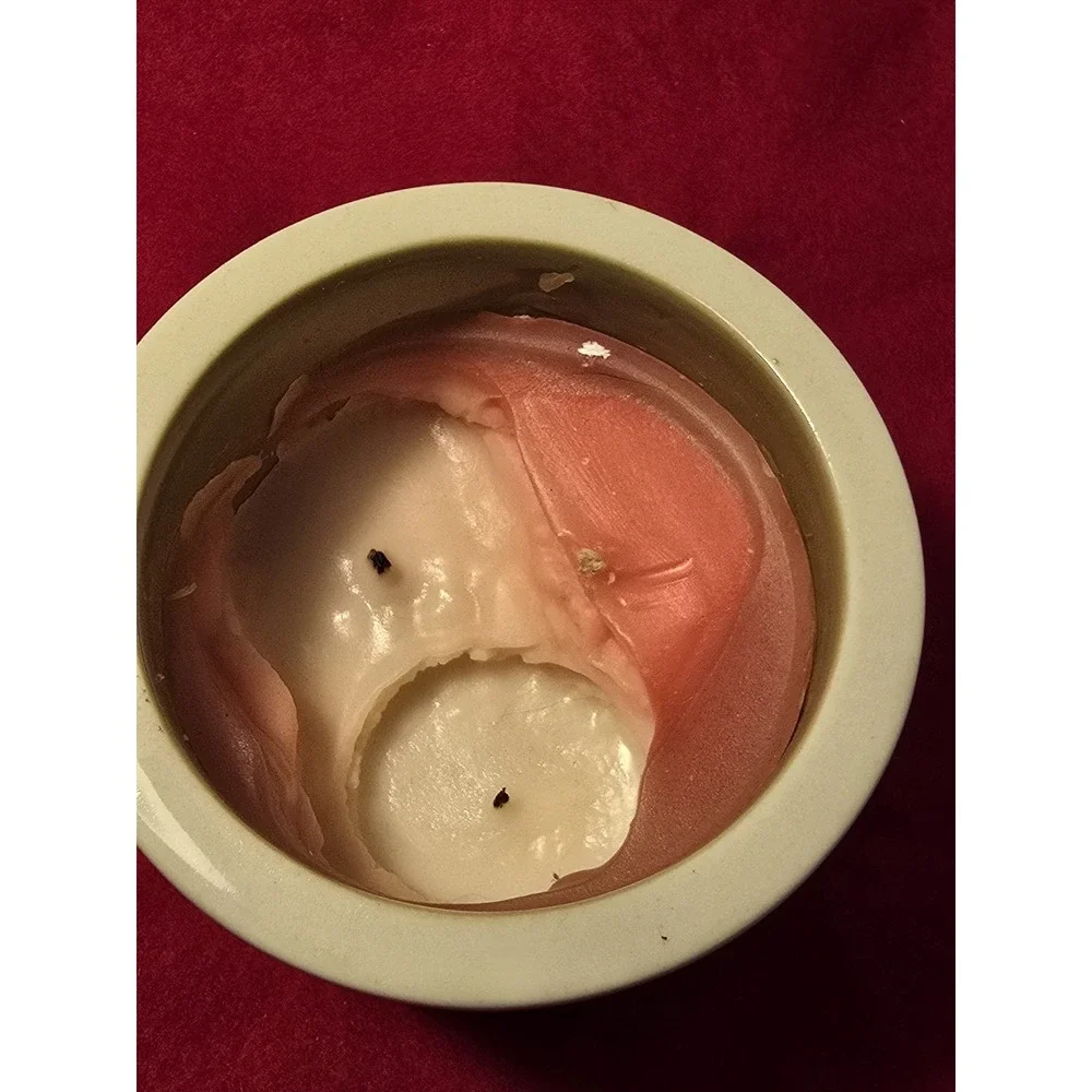 Vintage Snowman 3 Wick Candle Crock Christmas Peace Joy Love 4x3